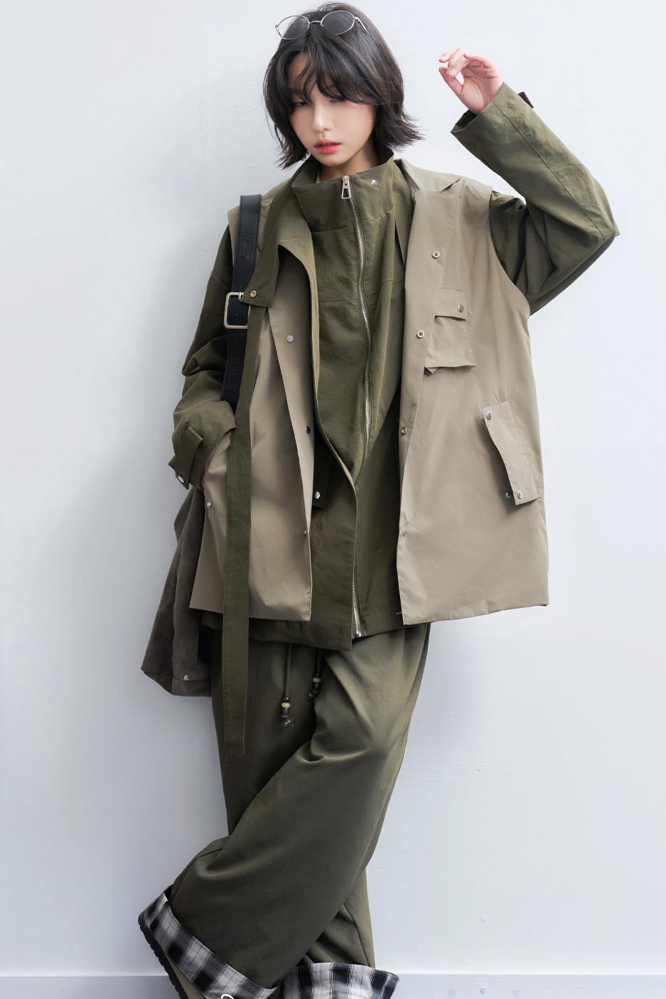 stand collar padded vest