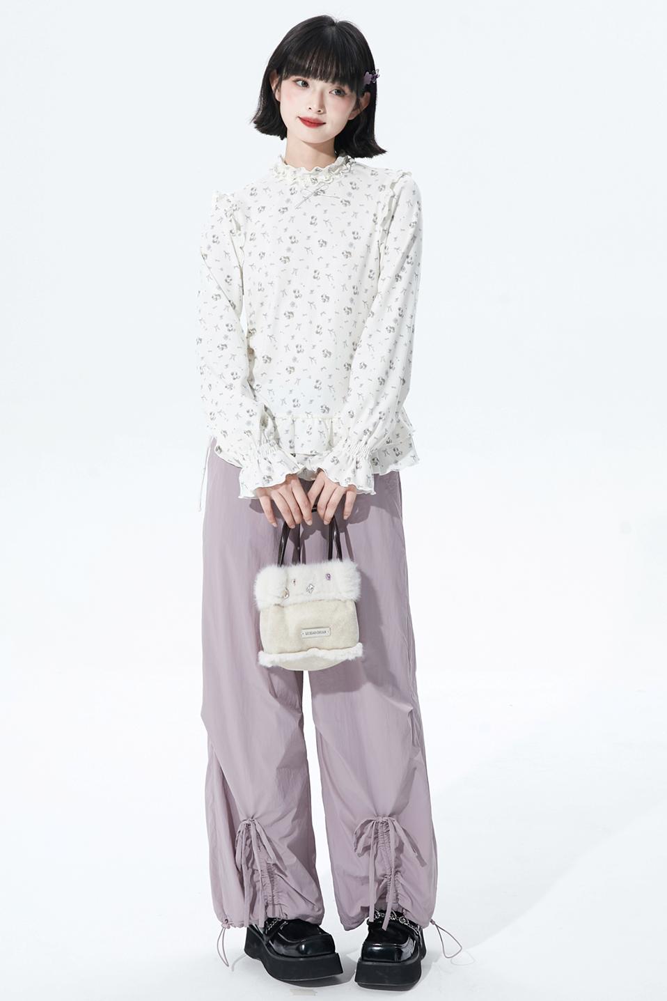 Gray purple fleece lined pants