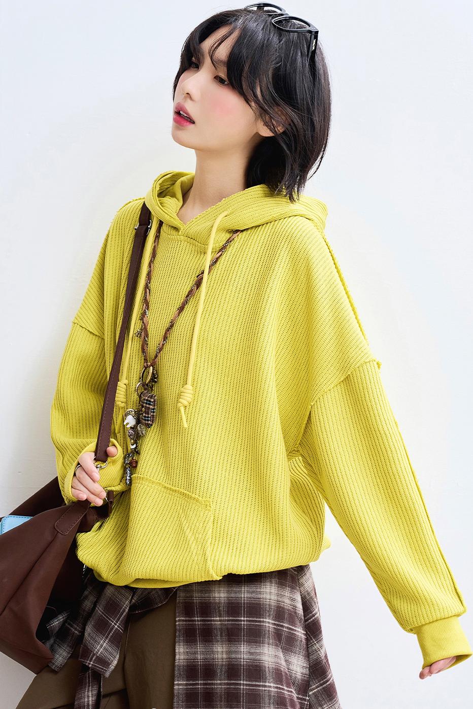 Casual Rib Knit Sweatshirt