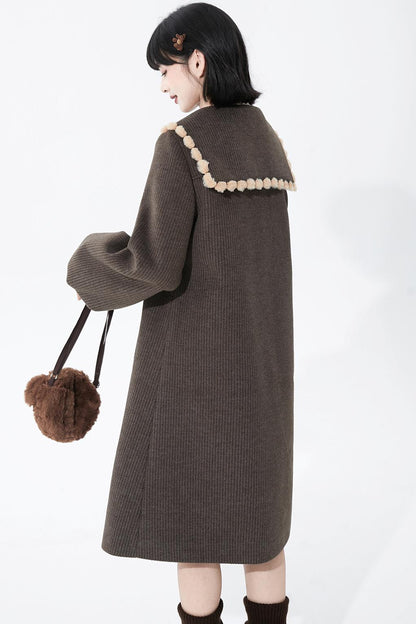 Brown Stripe Woolen Coat