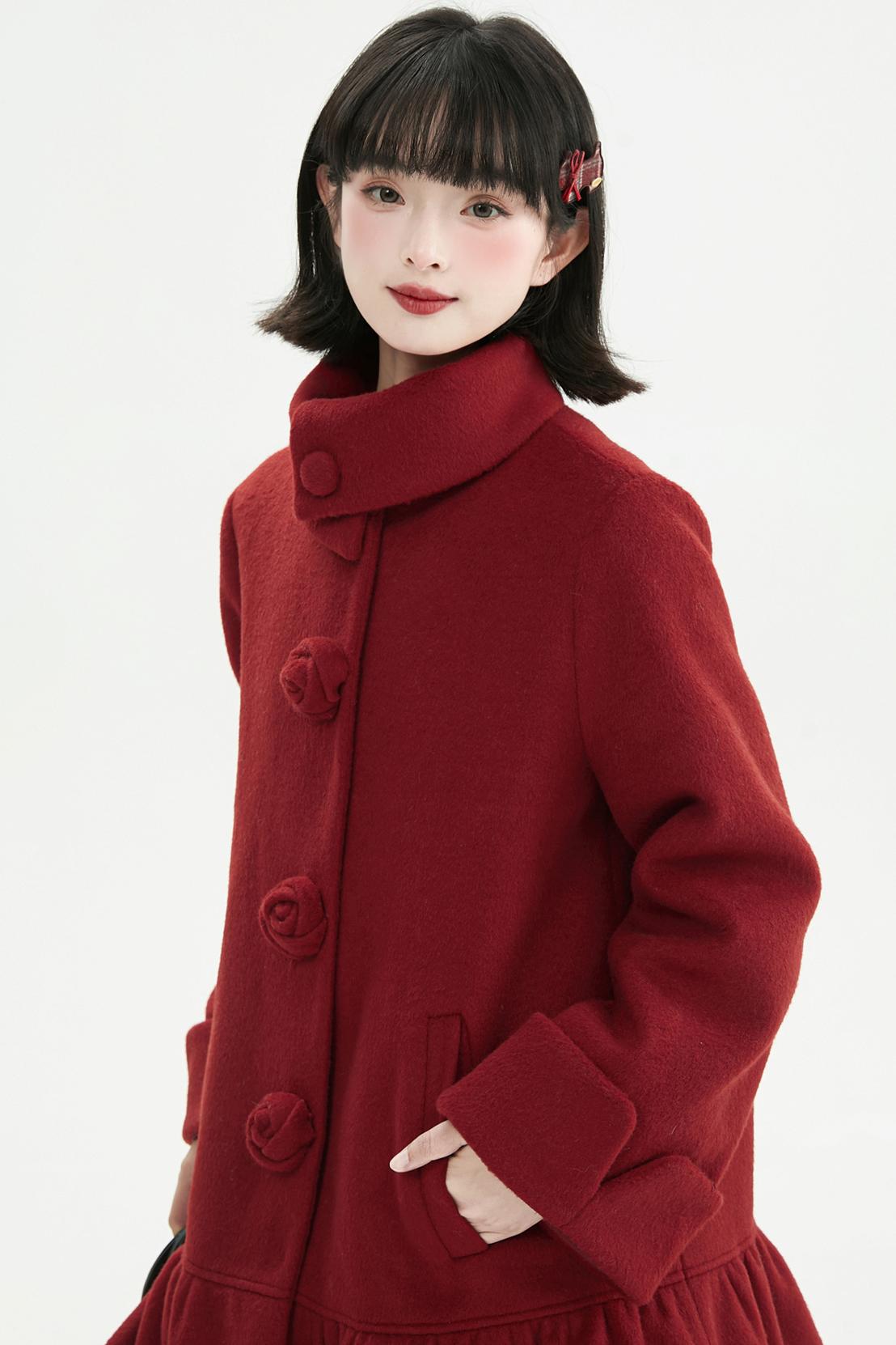 ローズラッフルウールコート