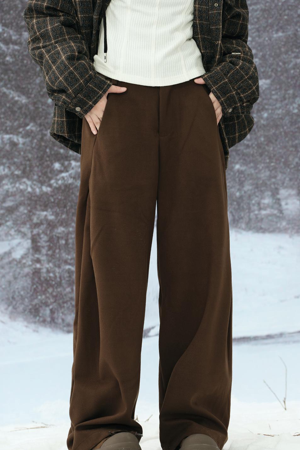 Solid color straight pants