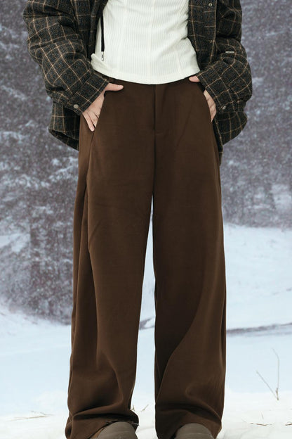 Solid color straight pants