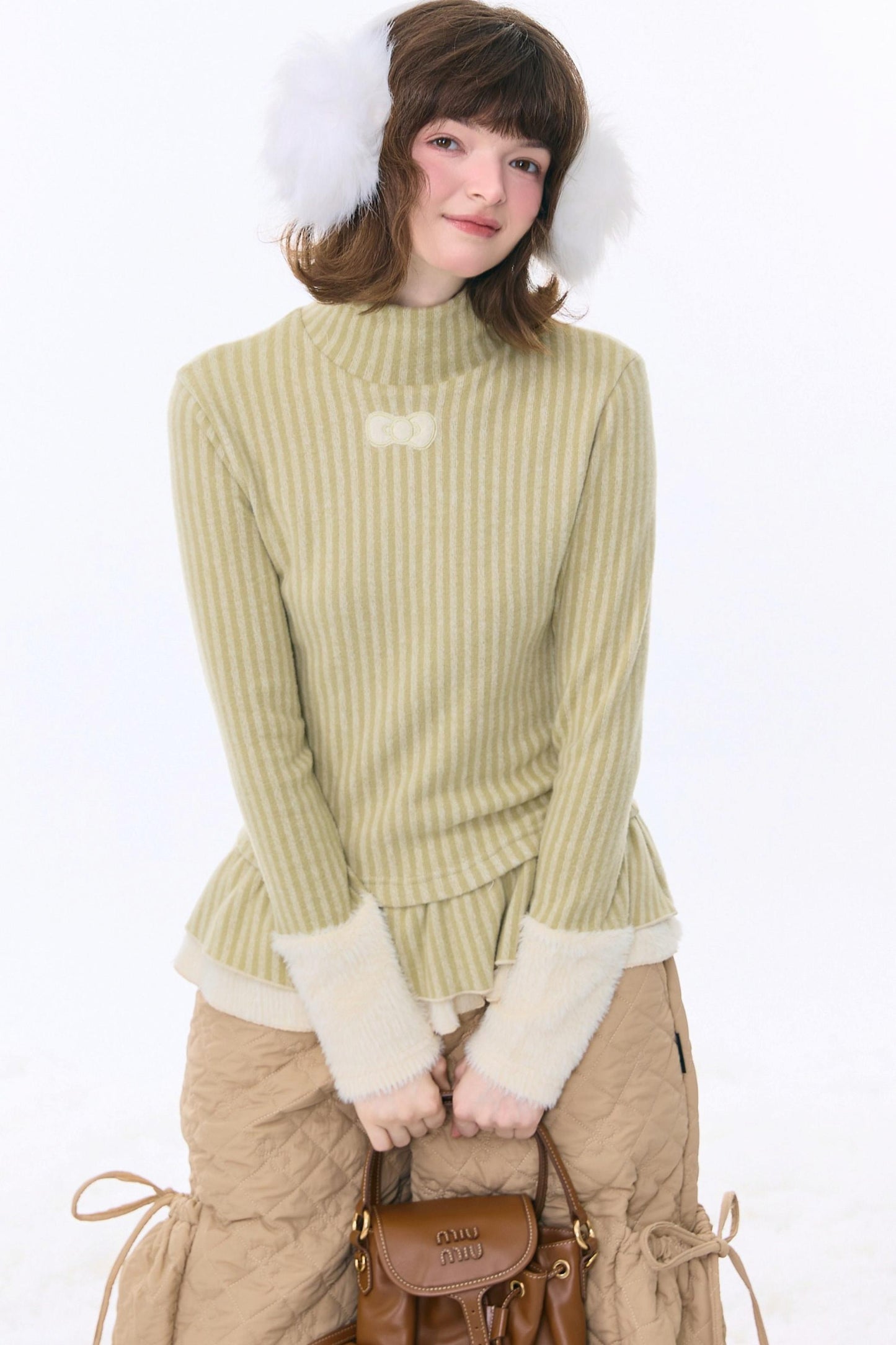 One-point Bow Peplum Top