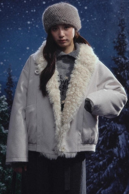 リバーシブルボリュームファーショートコート