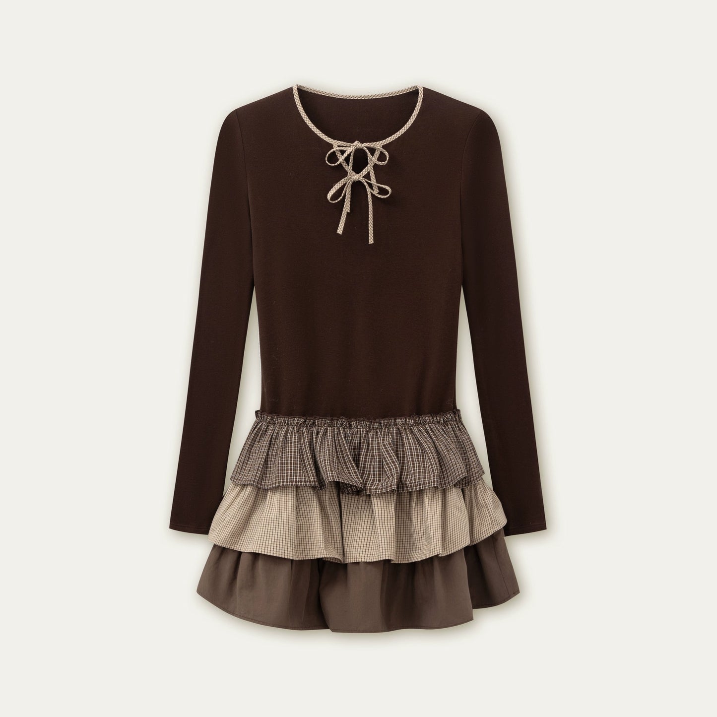 レトロチェックレイヤードドレス