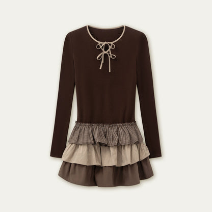 レトロチェックレイヤードドレス