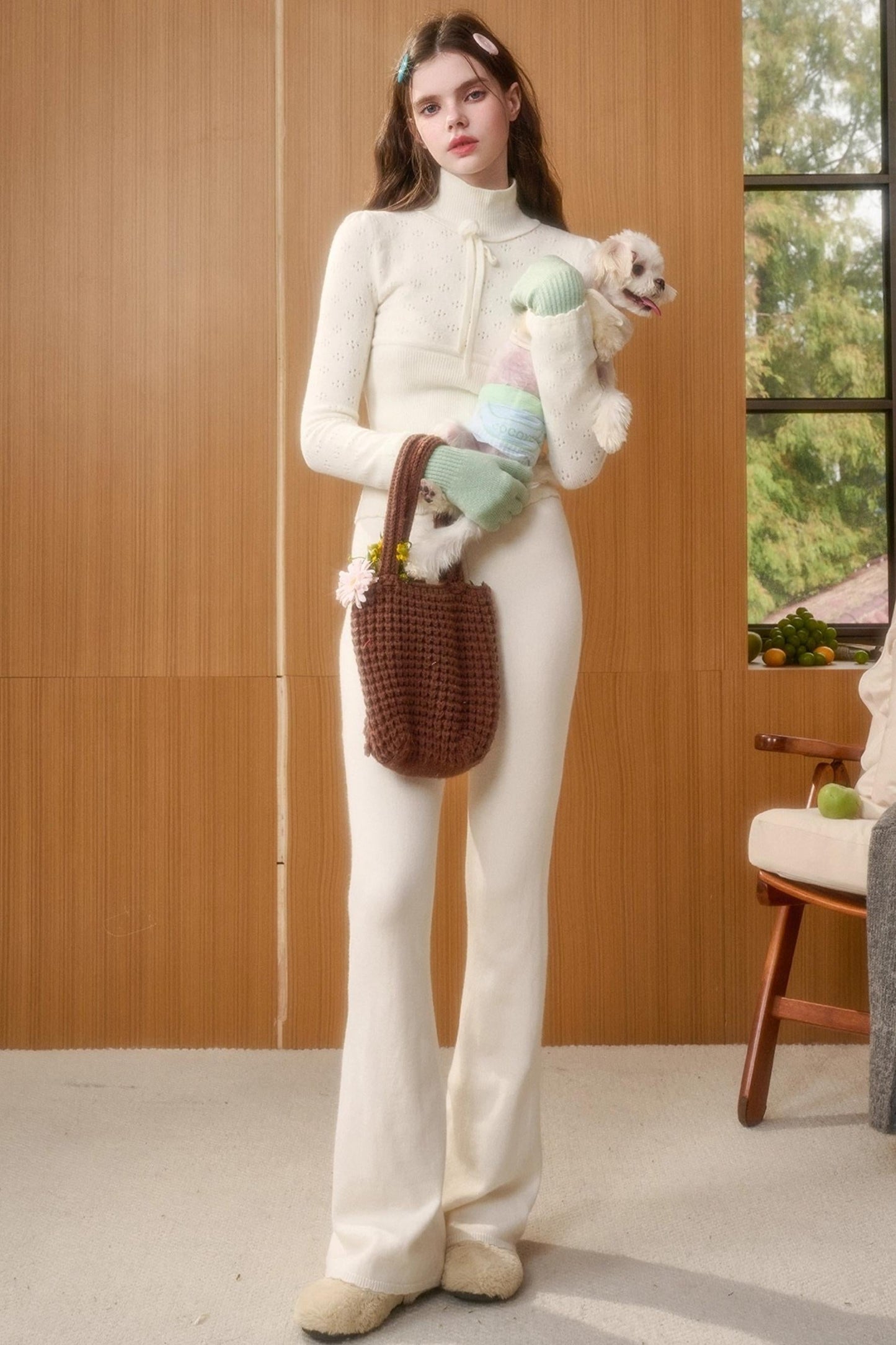 レトロスイートトップス+スリムパンツ