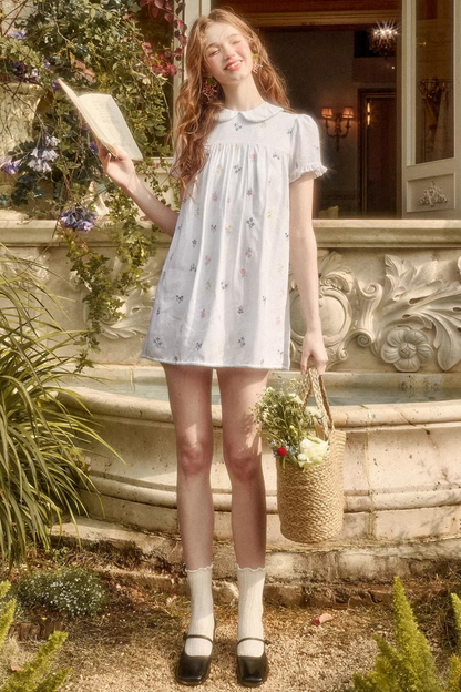 レトロフラワードレス+トップス+パンツ+カーテン+スカーフ