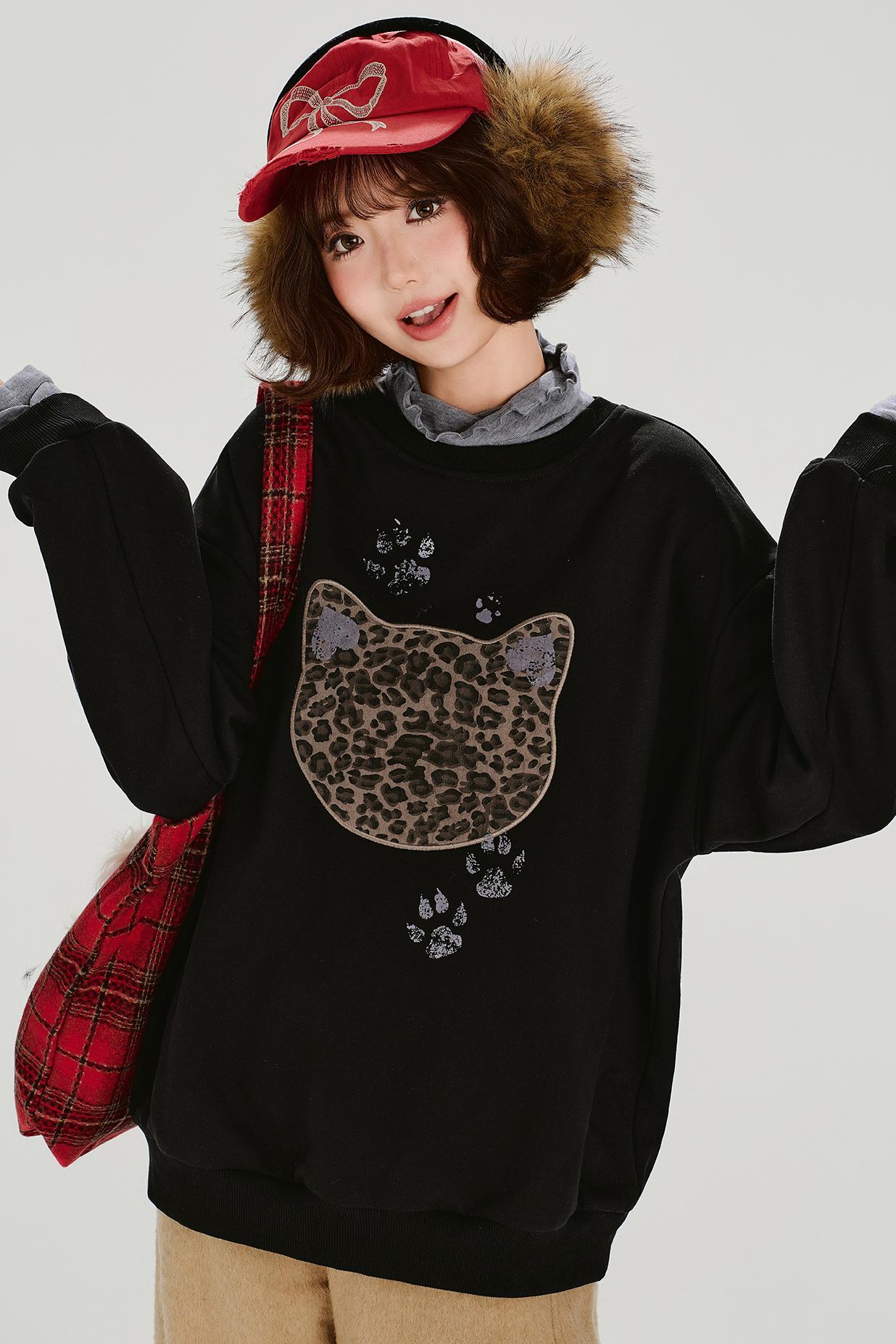 レトロレオパードルーズモードトップス