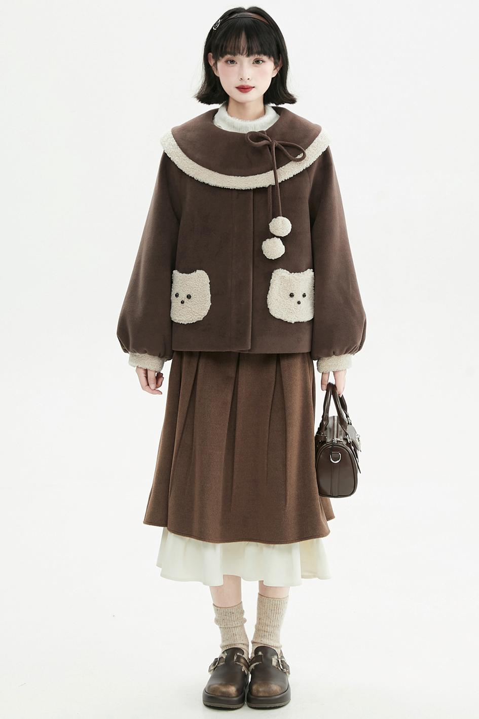 キャラメルブラウンプラッシュコート