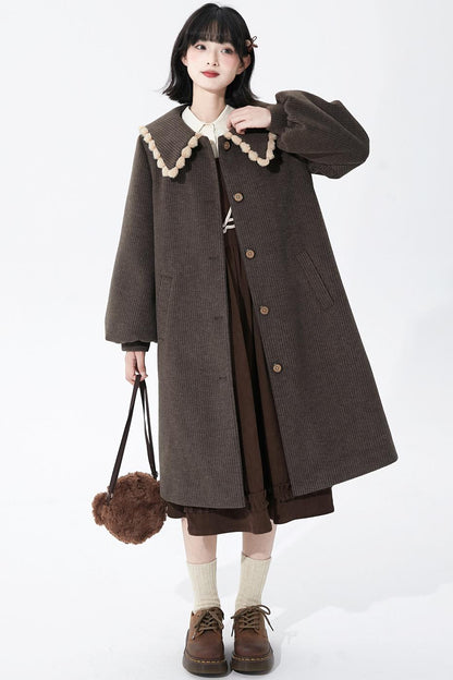 Brown Stripe Woolen Coat