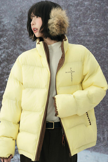 カラーブロックスタンドカラーコート