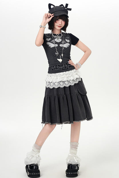 Vintage Polka Dot Angel Slim Top