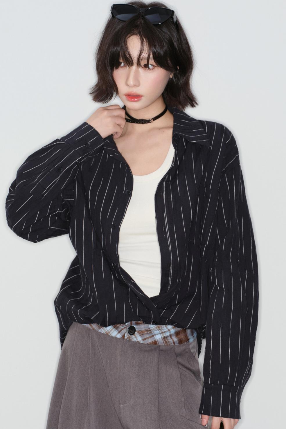 Gravity striped cotton blouse