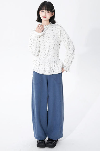 ホワイトパピーモチーフニットトップ