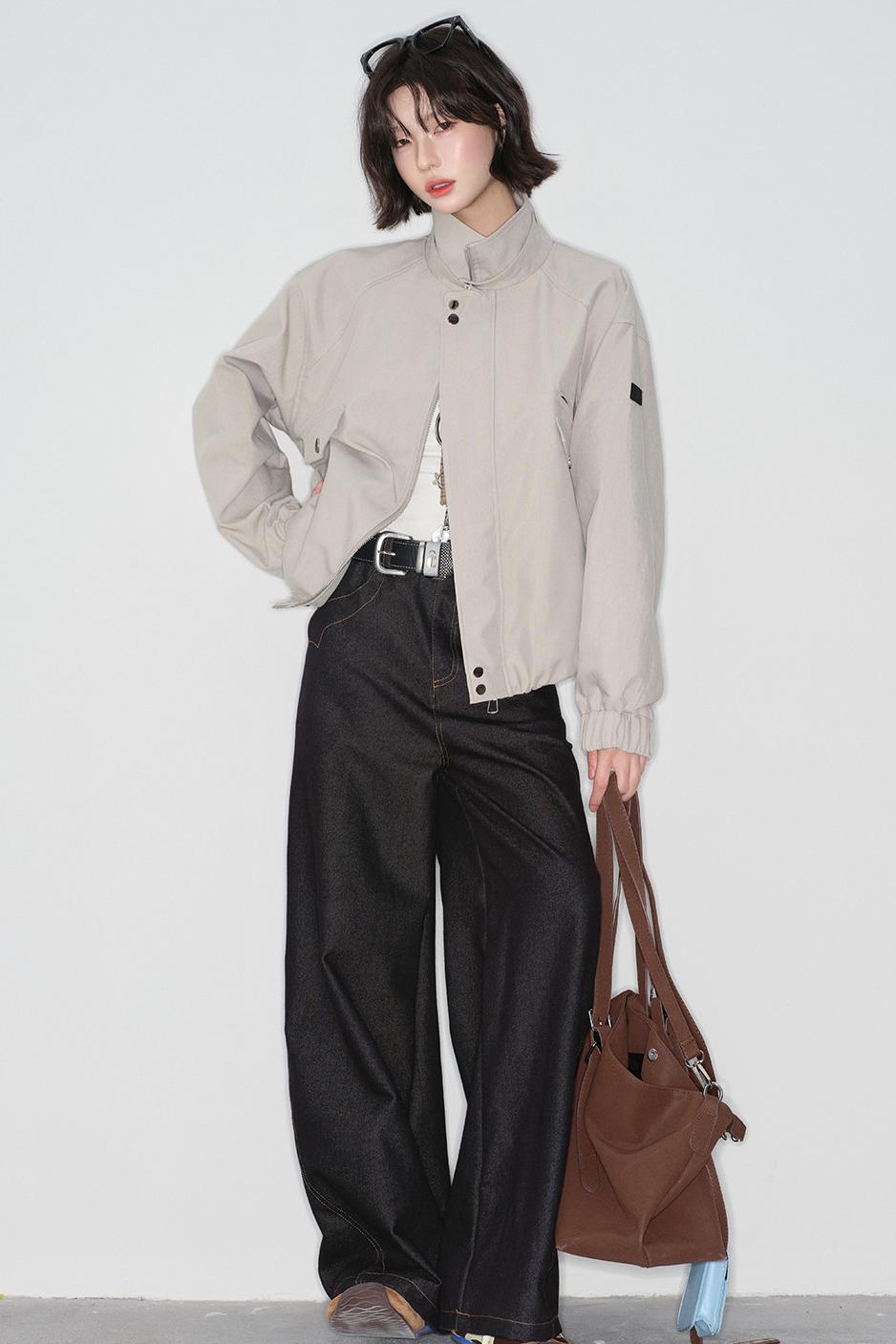 ソリッドカラースタンドカラージャケット