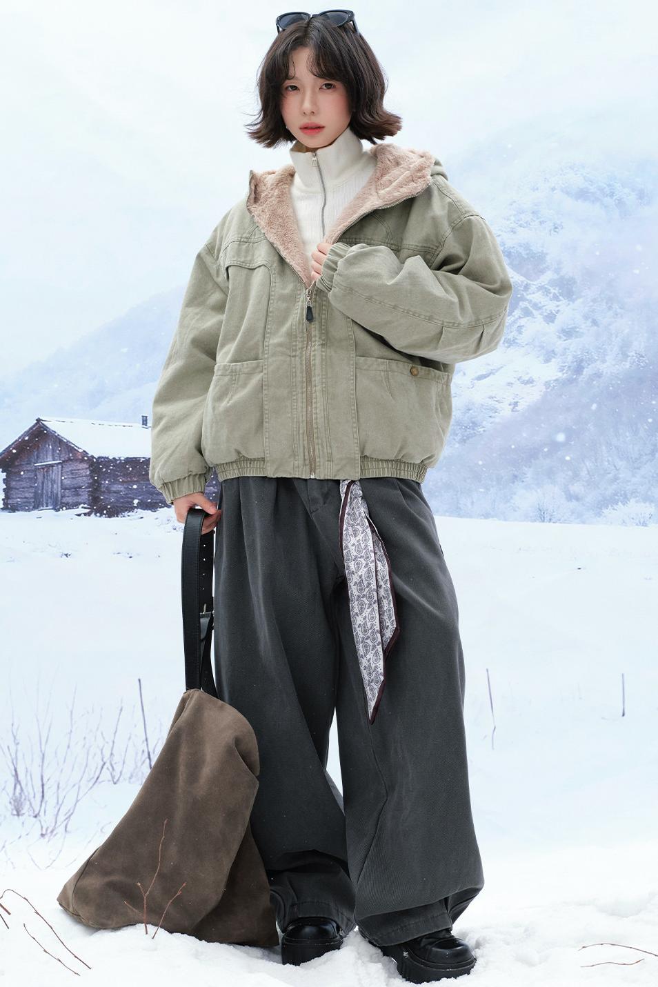 Plush Hooded Cotton Jacket