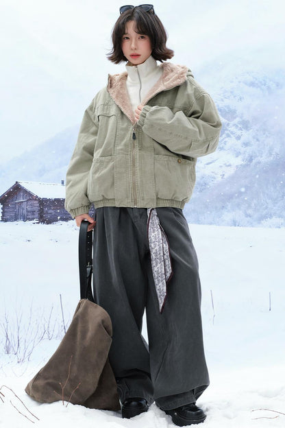 Plush Hooded Cotton Jacket