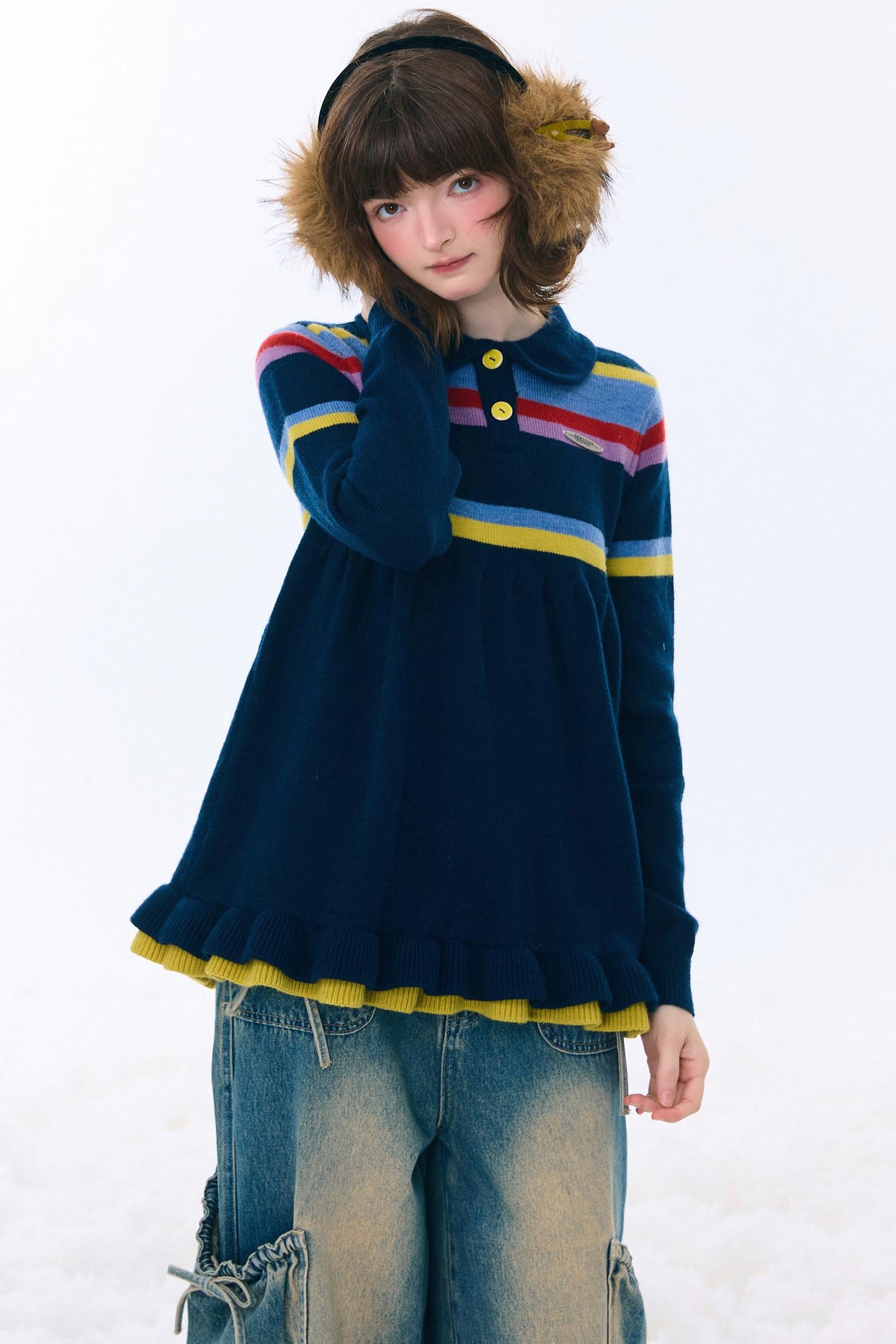 Contrast Striped Knit Sweater