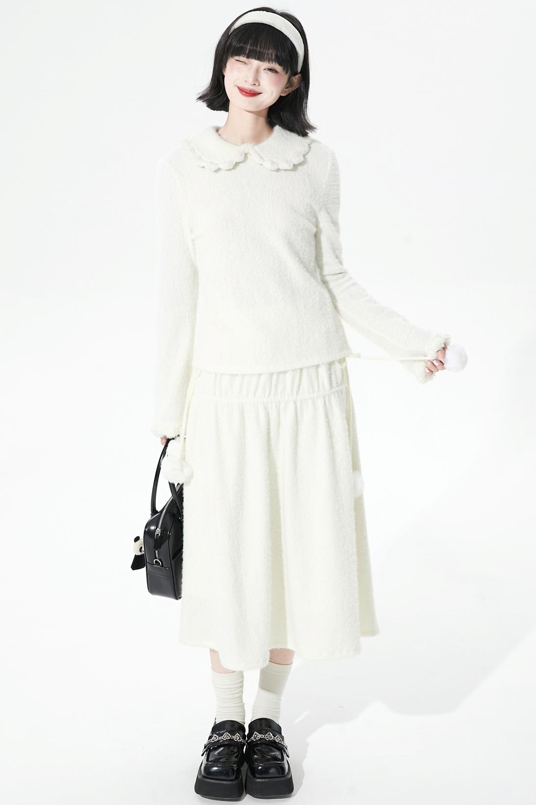 ソフトリブドニットフレアスカート