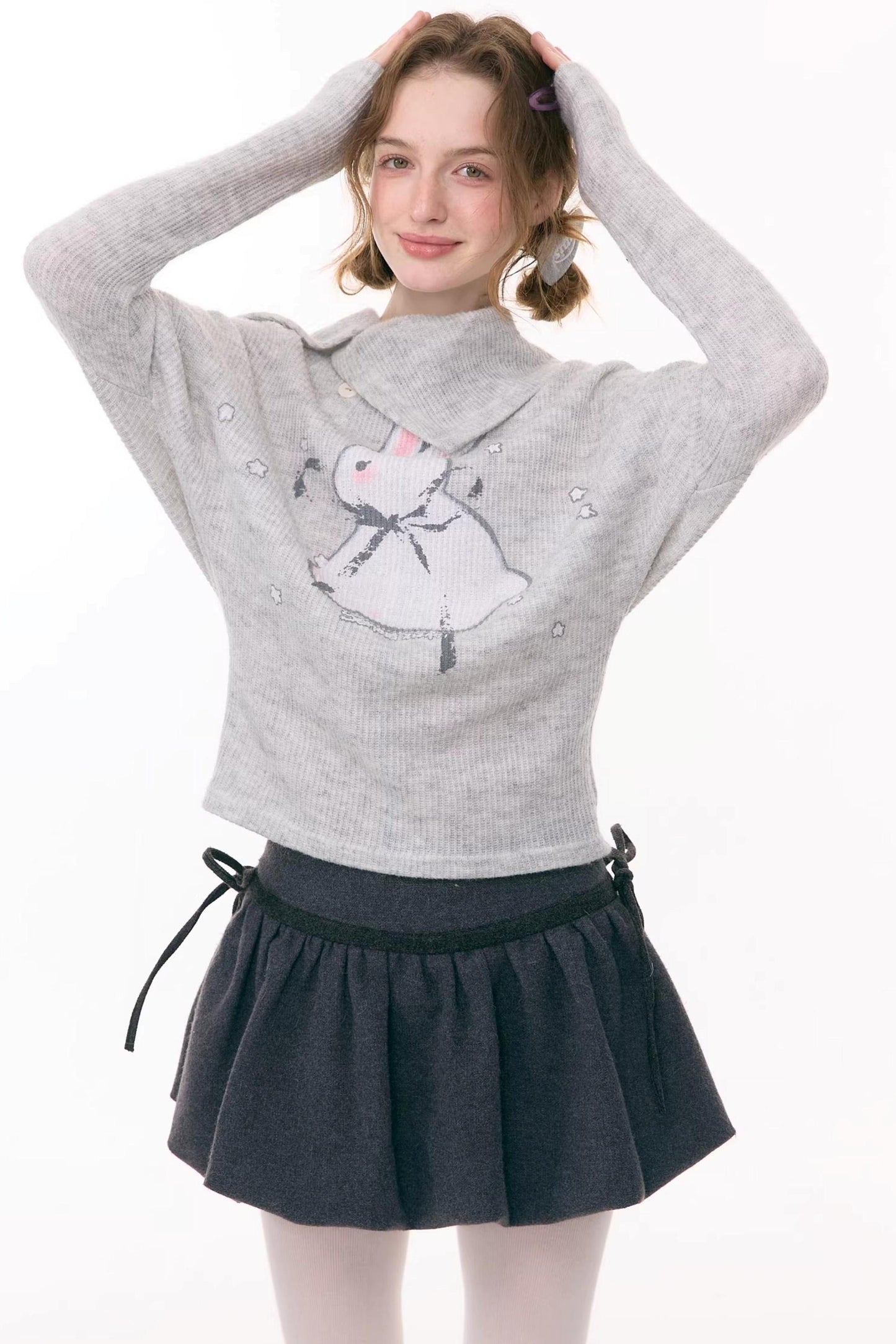 Rabbit Print Knit Top