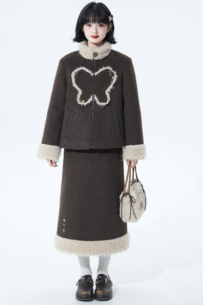 ダークブラウンファーカラーコート