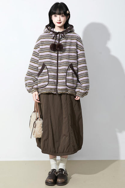 ピンクパープルラムウールコート