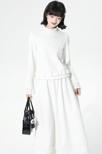 ホワイトストライプジャカードセーター