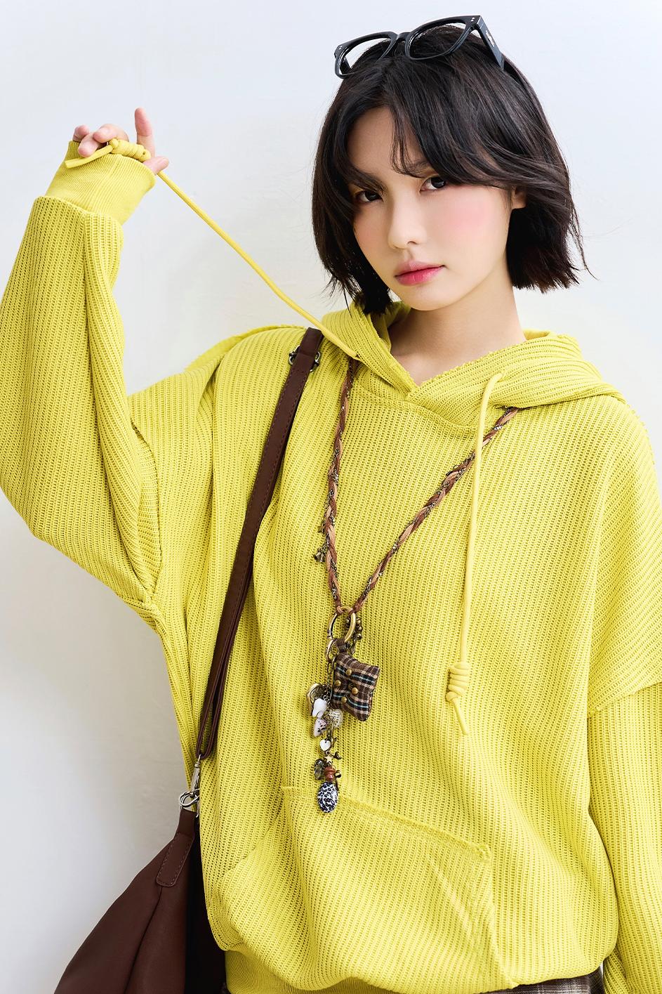 Casual Rib Knit Sweatshirt