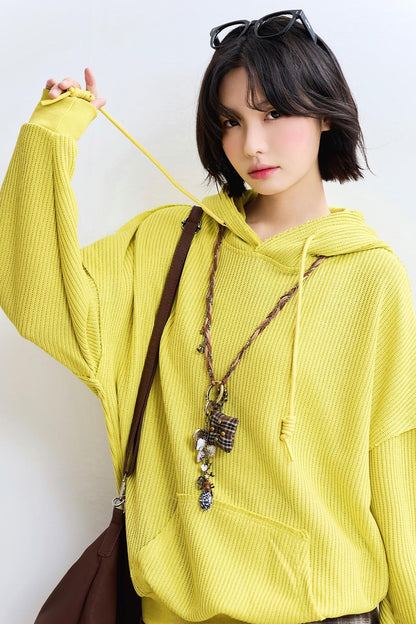 Casual Rib Knit Sweatshirt