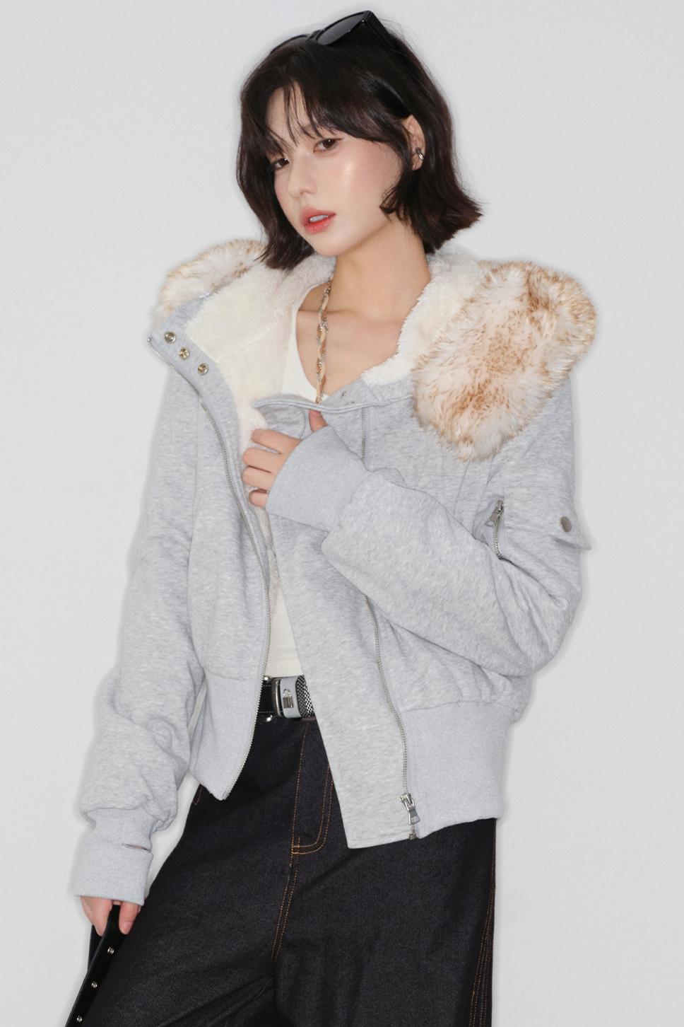 High Waist Fur Collar Jacket