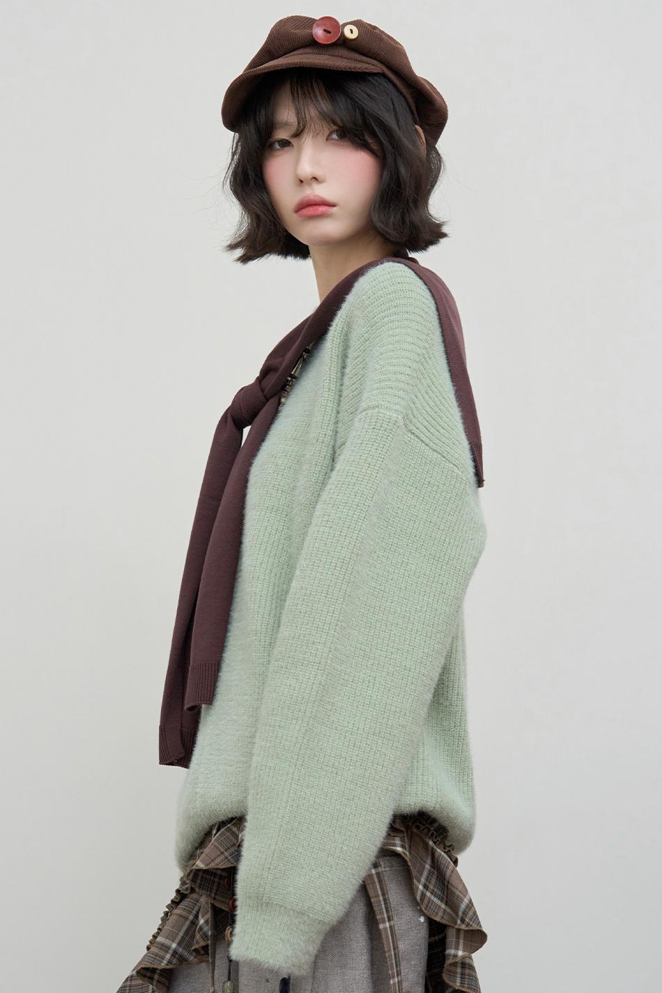 Gravity Color Block Shawl Collar Sweater