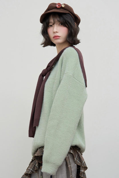 Gravity Color Block Shawl Collar Sweater