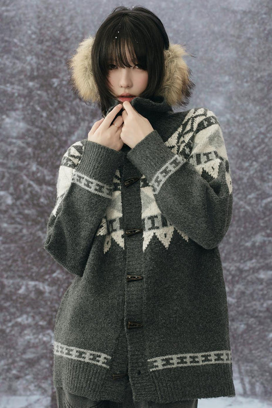 Color contrast knit cardigan