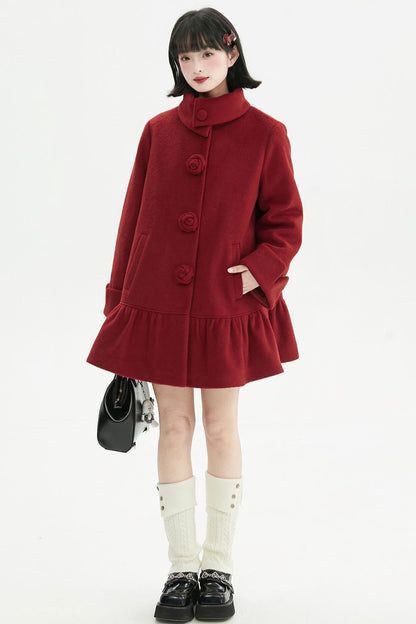 ローズラッフルウールコート