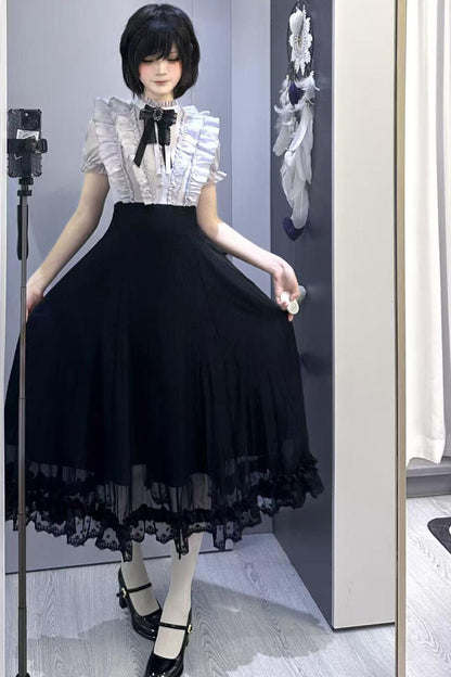 Klassisches Prinzessinnen-Langkleid + Schleifenaccessoire mit Strasssteinen