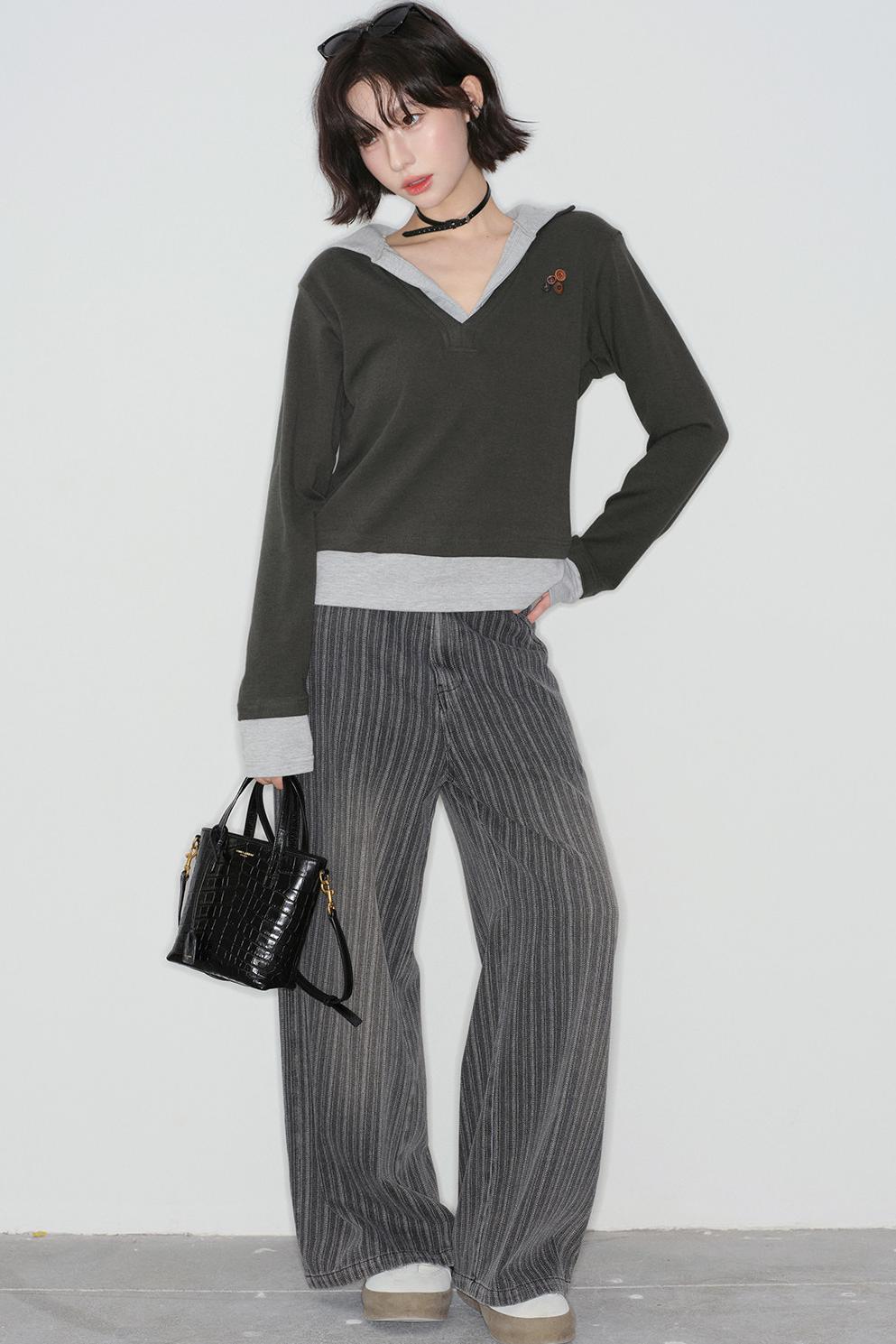 Patchwork Hooded Color Block Top