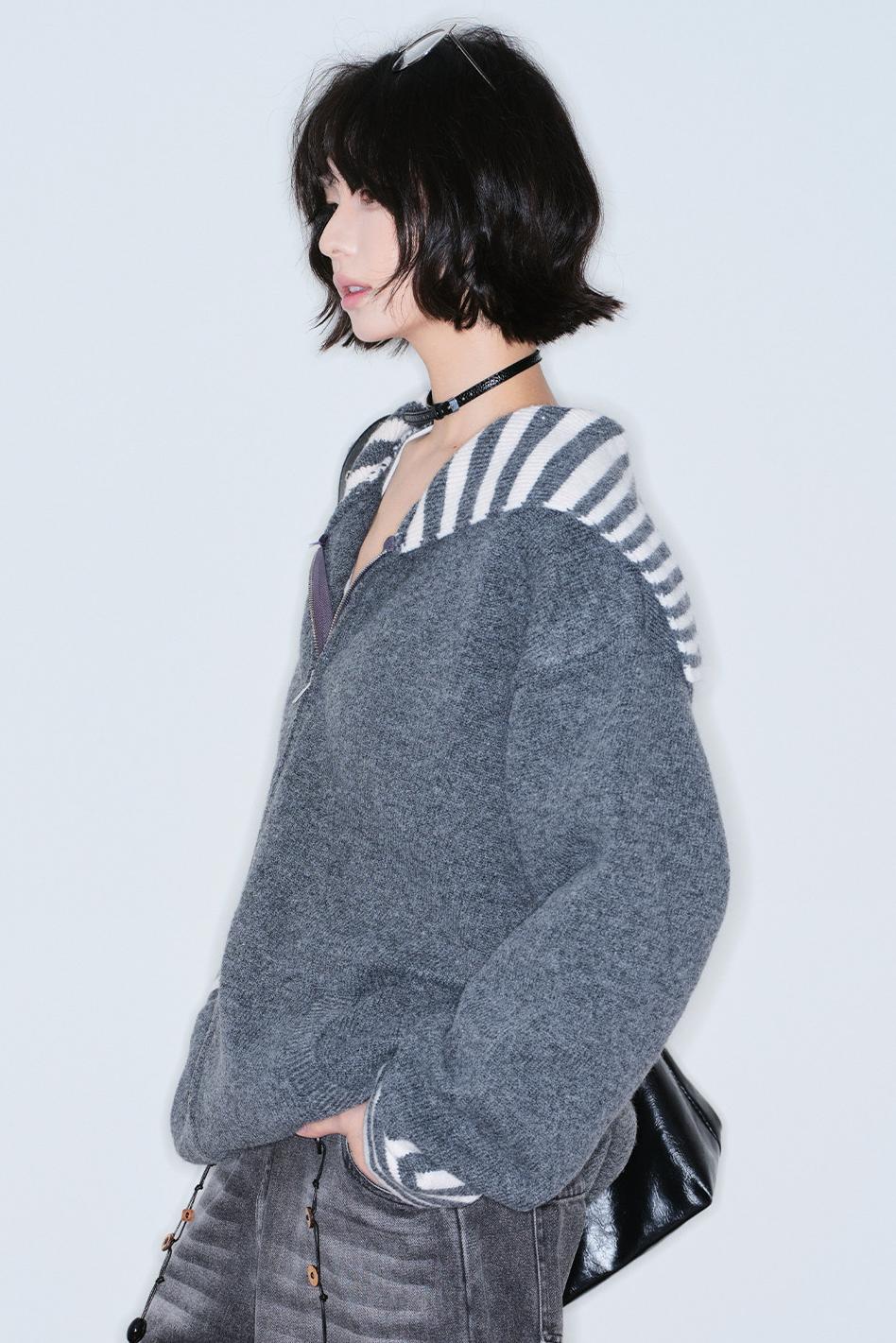 Striped Navy Knit Cardigan