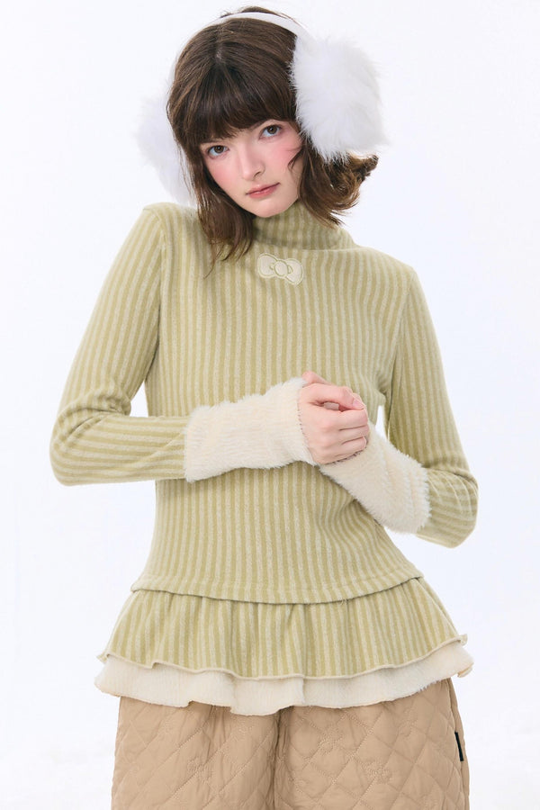 One-point Bow Peplum Top