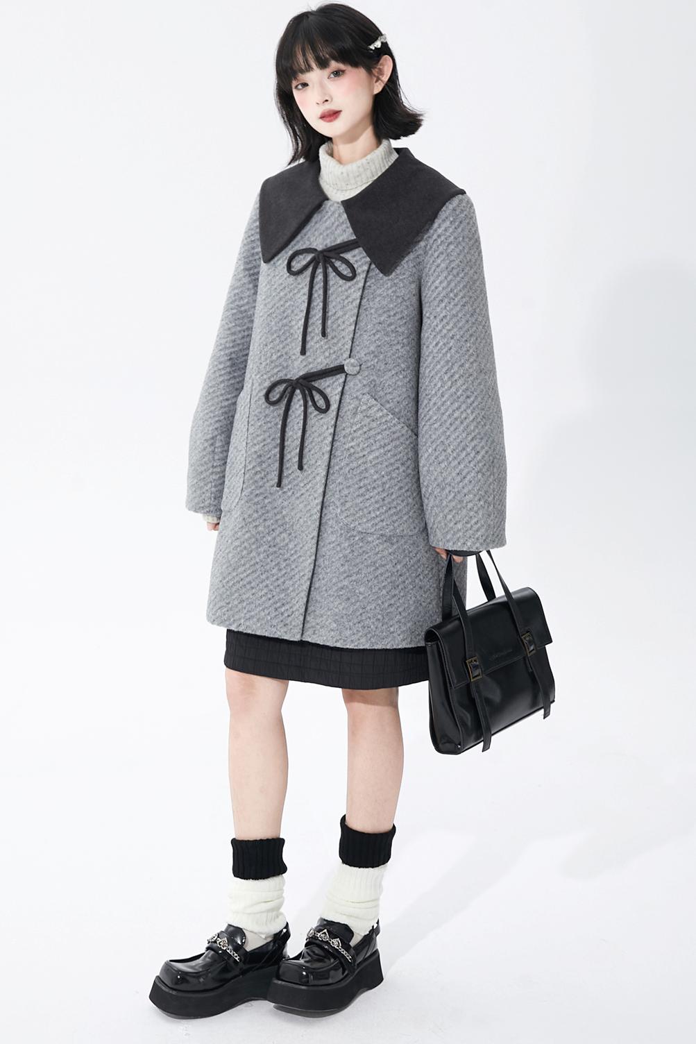 レトログレイウールンコート