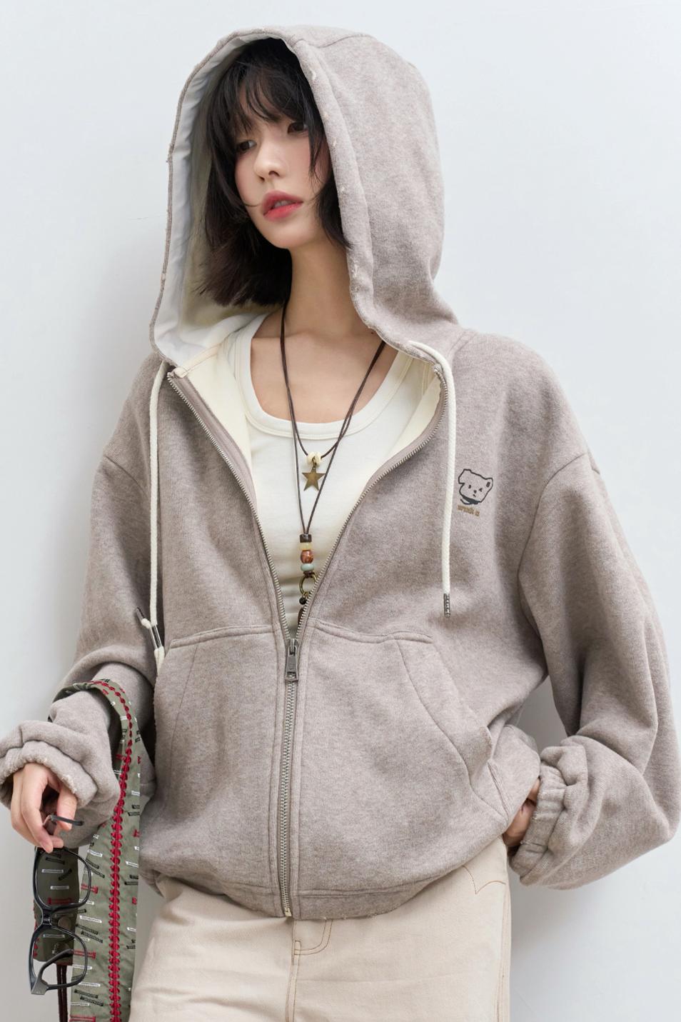 Solid Color Hooded Jacket Setup