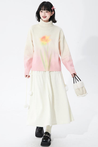 Soft pink gradient knit sweater