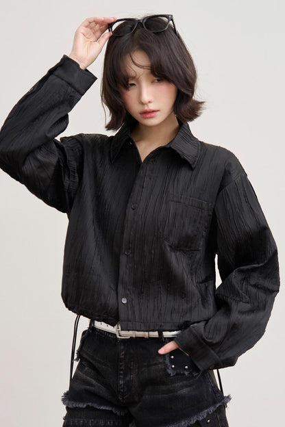 Gravity Textured Drawstring Top