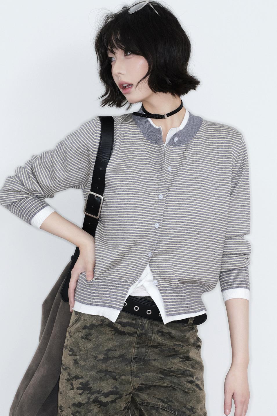 Fake Two-Piece Knitted Cardigan