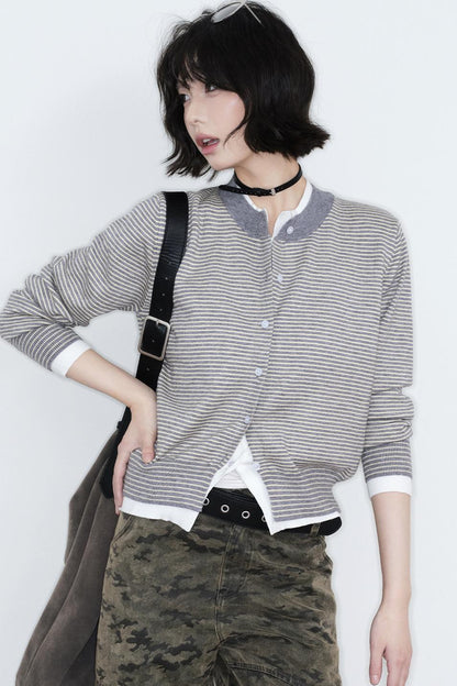 Fake Two-Piece Knitted Cardigan