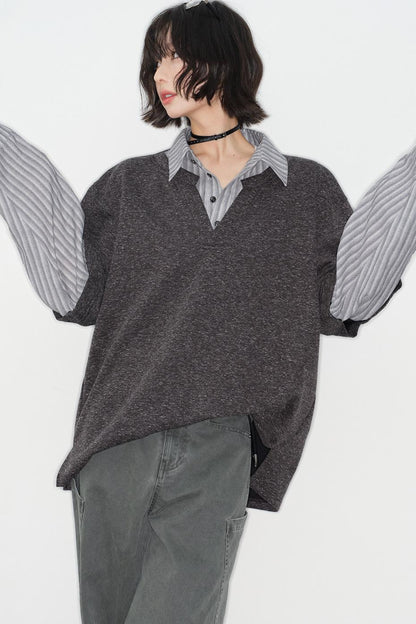 パッチワークカラーブロックブラウス