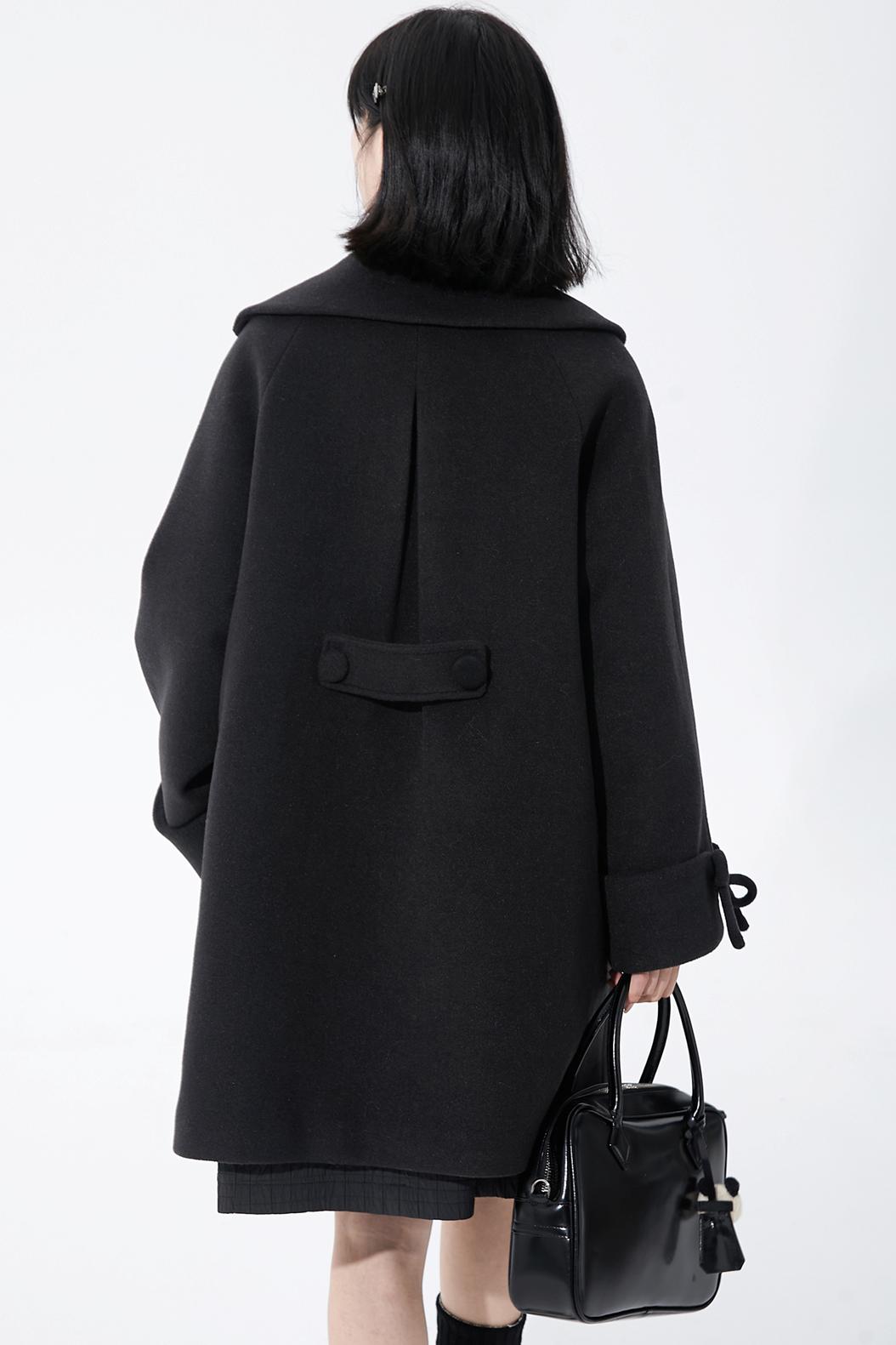 インクダイアシンメトリーウールコート