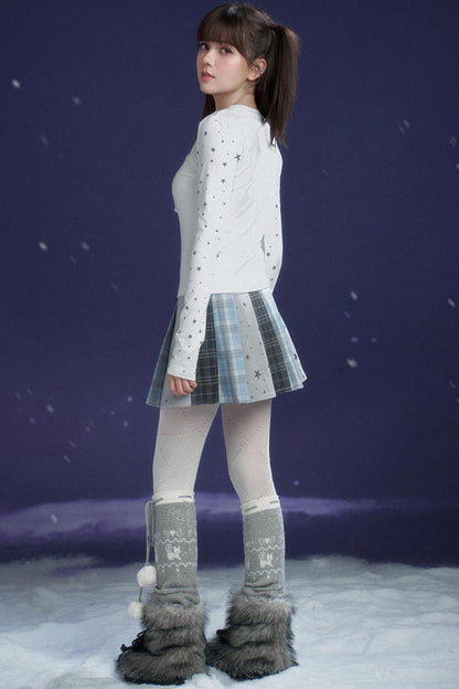 check star pleated skirt