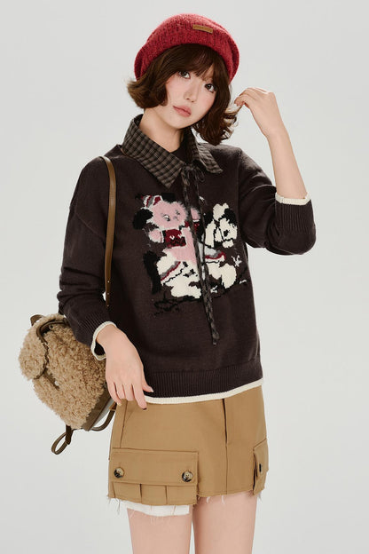 レトロジャガードソフトカラートップス